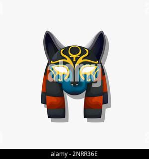 Mask of the Egyptian goddess Bastet, vector illustration Stock Vector