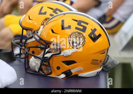 October 19, 2019: LSU wide receiver, Justin Jefferson (2), runs the ball  during the NCAA football game between the LSU Tigers and the Mississippi  State Bulldogs at Davis Wade Stadium in Starkville