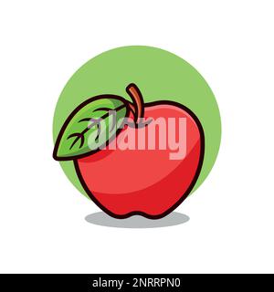 Fresh red apple fruit cartoon vector illustration . Stock Vector