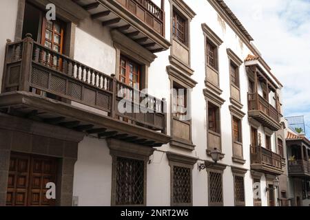 Typical colonial buildings with wooden balconies Stock Photo