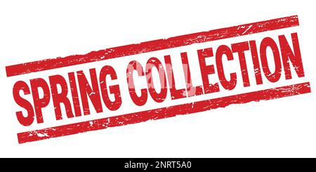 Spring Collection Text SPRING COLLECTION text written on green-black rectangle stamp sign ...