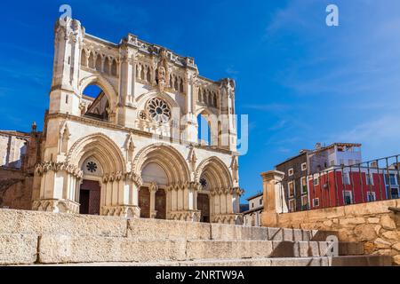 Cuenca, Spain. Facade of the Gothic Cathedral Stock Photo