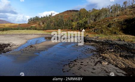 Sandaig Bay the site of Gavin Maxwell's 'Camusfearna', Knoydart peninsular, located on the sea loch, Loch Nevis, facing the  Sound of Sleat. Stock Photo