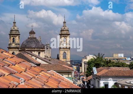 Skyline, in background Catedral Primada or cathedral, historic center, old town, Bogota, Colombia Stock Photo