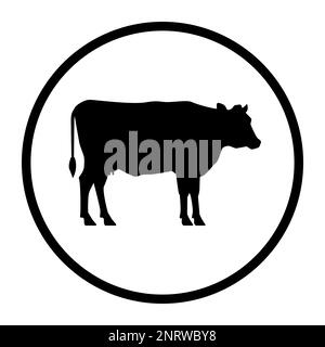 Cow one color vector icon isolated on white background Stock Vector