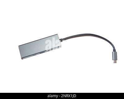 Multi functional USB-C Hub station, Ethernet, isolated on white Stock Photo