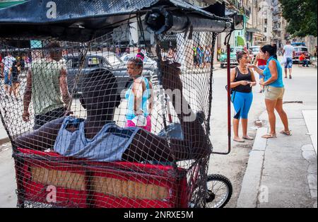 street scene in Avenida Italia or Galiano ,Centro Habana district, La Habana, Cuba Stock Photo