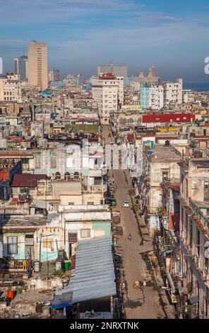 View of Centro Habana district and in background Vedado district, La Habana, Cuba Stock Photo
