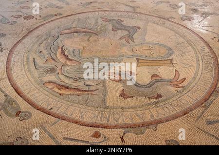 The mosaic floor of the church of Apostles , Madaba, Jordan Stock Photo