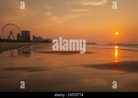 Summer sunrise on Myrtle Beach in South Carolina Stock Photo