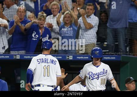 KANSAS CITY, MO - SEPTEMBER 13: Kansas City Royals center fielder Bubba  Starling (11) during an MLB baseball game between the Houston Astros and Kansas  City Royals on September 13, 2019 at