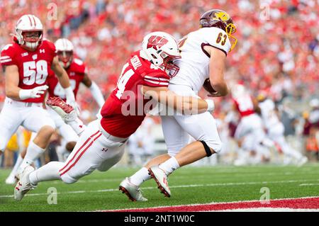 September 7, 2019: Wisconsin Badgers fullback John Chenal #44 sacks ...