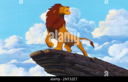 The Lion King  Simba  Director - Roger Allers, Rob Minkoff  Oct 1994  FP The Lion King 02   FlixPix/Disney.  For editorial use only.  Copyright of Disney. and/or the Photographer assigned by the Movie or Production Company.  A Mandatory Credit To the movie company is required.  Strictly for use for the promotion of the above film unless written authority gained via the movie company is obtained by the end-user.  FlixPix is NOT the copyright owner & acts solely as a service of supply to recognised media outlets. Stock Photo