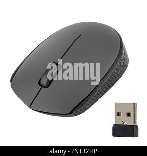 Wireless optical mouse for PC, white background in isolation Stock Photo