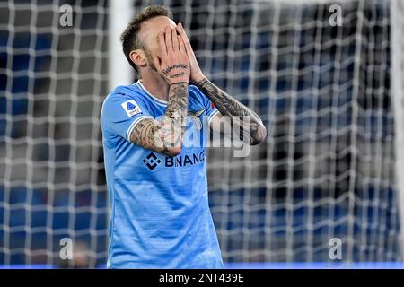 Roma, Italy. 27th Feb, 2023. Manuel Lazzari of SS Lazio looks dejected during the Serie A football match between SS Lazio and UC Sampdoria at Olimpico stadium in Rome (Italy), February 27th, 2023. Photo Andrea Staccioli/Insidefoto Credit: Insidefoto di andrea staccioli/Alamy Live News Stock Photo