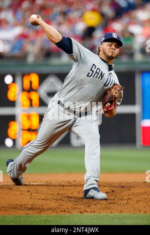 August 17, 2019: San Diego Padres relief pitcher Andres Munoz (52) throws a  pitch during the MLB game between the San Diego Padres and Philadelphia  Phillies at Citizens Bank Park in Philadelphia