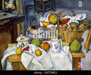 PAUL CEZANNE (1839-1906) French paiunter.  Stll life with Fruit basket 1888-90 Stock Photo