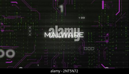 Composition of online security warning text and data processing on screen Stock Photo