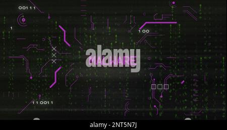 Composition of online security warning text and data processing on screen Stock Photo