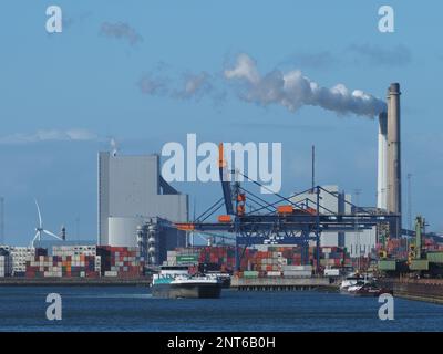 the RCT Rotterdam Container Terminal in the Maasvlakte 1 area of the Port of Rotterdam, the Netherlands. Stock Photo