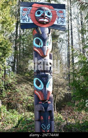 The totems of Stanley Park in Vancouver BC, Canada Stock Photo