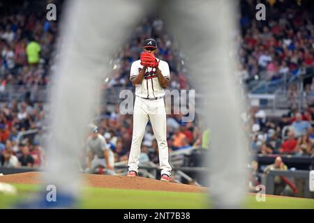 Charlie Culberson singles on a soft ground ball to pitcher Jose