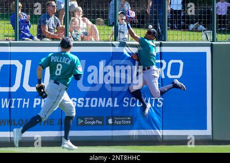 Seattle Mariners' AJ Pollock looks to swing during an at-bat