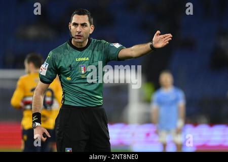 Rome, Italy. February 27, 2023, Referee Andrea Colombo during the 24th day of the Serie A Championship between S.S. Lazio vs U.C. Sampdoria on February 27, 2023 at the Stadio Olimpico in Rome, Italy. Stock Photo