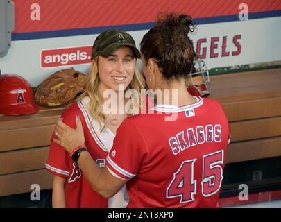 ANAHEIM, CA - JULY 12: The Mom of Los Angeles Angels pitcher Tyler