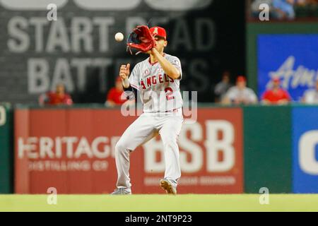 ARLINGTON, TX - JULY 04: Los Angeles Angels shortstop Simmons (2) fields the baseball during the game between the Texas Rangers and the Los Angeles Angels at Life Park in