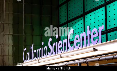 Sign for the California Science Center (ScienCenter) in Exposition Park, Los Angeles, California Stock Photo