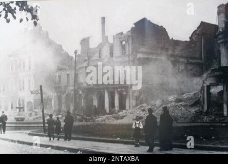 The smouldering remains of Bialystok after the nazi occupation in 1941. Stock Photo