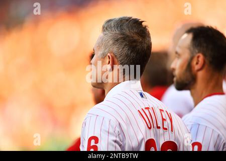 PHILADELPHIA, PA - JUNE 21: Rob McElhenney smiles after catching