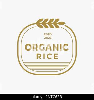 Organic rice Vintage Retro logo design inspiration, circle wheat logo symbol. Can be used for Agriculture Logo, stamp, template, badge vector design Stock Vector