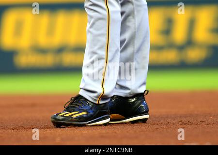 ATLANTA, GA - JUNE 12: The baseball cleats of Atlanta Braves