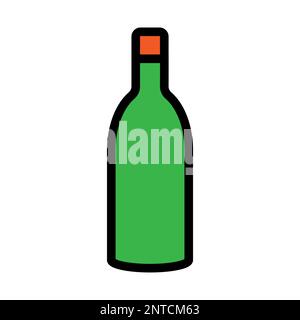 Bottle line icon isolated on white background. Black flat thin icon on modern outline style. Linear symbol and editable stroke. Simple and pixel perfe Stock Vector