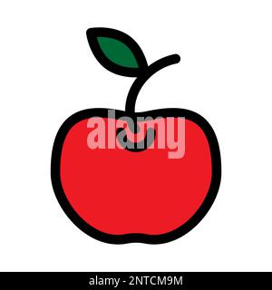 Apple fruit line icon isolated on white background. Black flat thin icon on modern outline style. Linear symbol and editable stroke. Simple and pixel Stock Vector