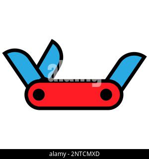 Swiss knife line icon isolated on white background. Black flat thin icon on modern outline style. Linear symbol and editable stroke. Simple and pixel Stock Vector
