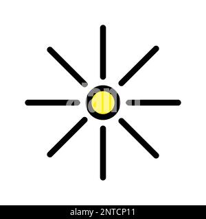 Sun line icon isolated on white background. Black flat thin icon on modern outline style. Linear symbol and editable stroke. Simple and pixel perfect Stock Vector