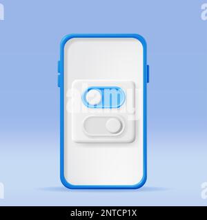 3D On and Off Buttons Switch in Smartphone Stock Vector