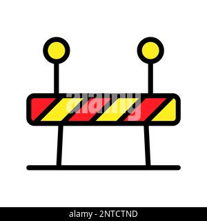 Construction barricade icon line isolated on white background. Black flat thin icon on modern outline style. Linear symbol and editable stroke. Simple Stock Vector