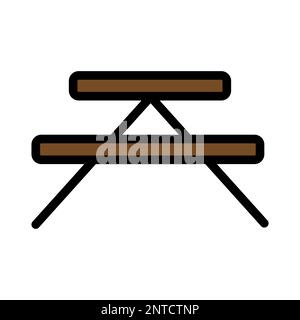 Picnic table line icon isolated on white background. Black flat thin icon on modern outline style. Linear symbol and editable stroke. Simple and pixel Stock Vector