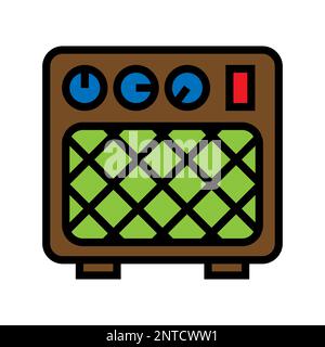 Guitar amplifier line icon isolated on white background. Black flat thin icon on modern outline style. Linear symbol and editable stroke. Simple and p Stock Vector