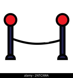 Retractable belt stanchion line icon isolated on white background. Black flat thin icon on modern outline style. Linear symbol and editable stroke. Si Stock Vector