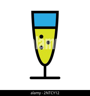 Champagne glass line icon isolated on white background. Black flat thin icon on modern outline style. Linear symbol and editable stroke. Simple and pi Stock Vector