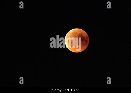 Full moon, blood moon, stars in the background, Germany Stock Photo
