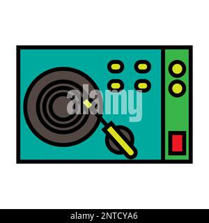 Turntable line icon isolated on white background. Black flat thin icon on modern outline style. Linear symbol and editable stroke. Simple and pixel pe Stock Vector
