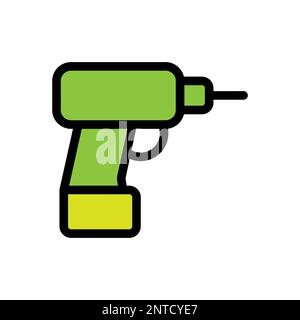 Electric screwdriver icon line isolated on white background. Black flat thin icon on modern outline style. Linear symbol and editable stroke. Simple a Stock Vector