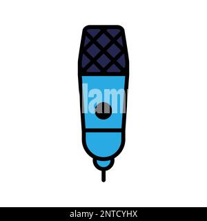 Condenser microphone line icon isolated on white background. Black flat thin icon on modern outline style. Linear symbol and editable stroke. Simple a Stock Vector