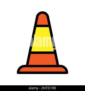 Traffic cone icon line isolated on white background. Black flat thin icon on modern outline style. Linear symbol and editable stroke. Simple and pixel Stock Vector
